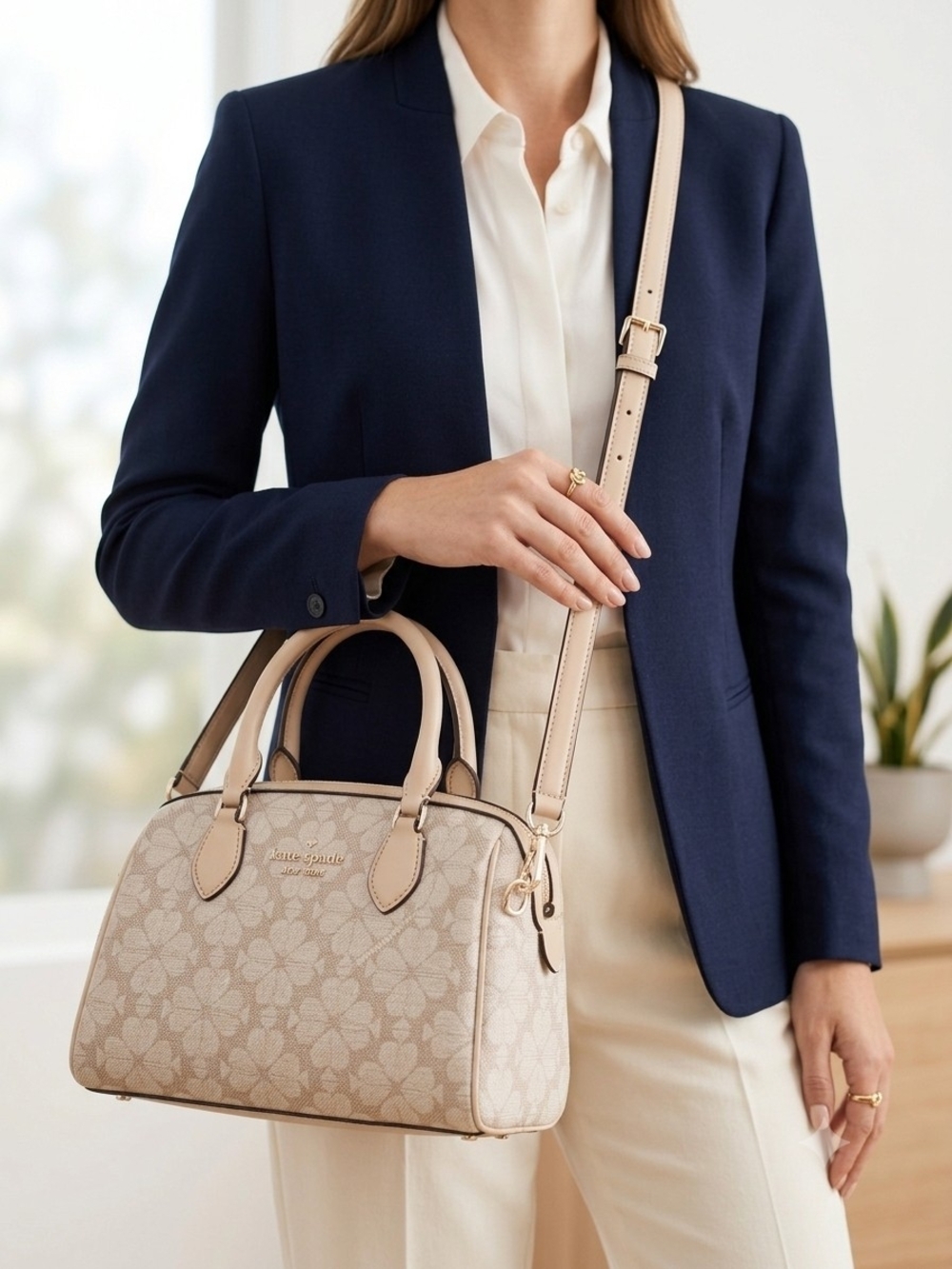 kate spade Beige Floral Jacquard Dome Satchel - Picture 3 of 3